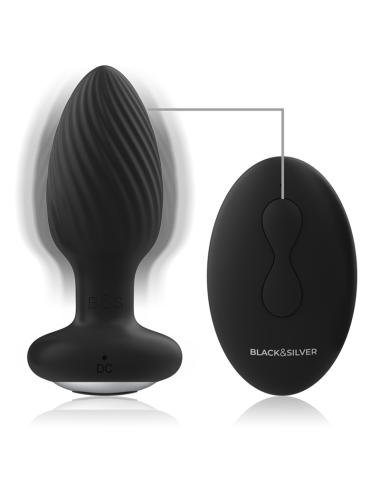 BLACK&SILVER - WELLS PLUG SILICONE ANAL ROTATOR REMOTE CONTROL