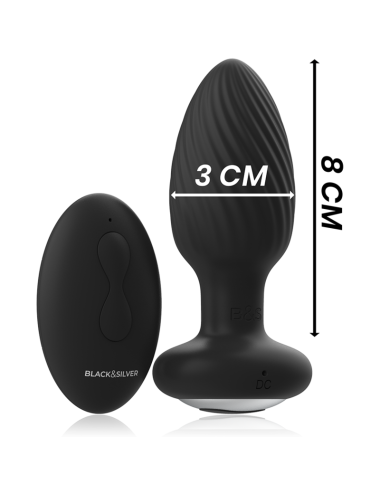 BLACK&SILVER - WELLS PLUG SILICONE ANAL ROTATOR REMOTE CONTROL
