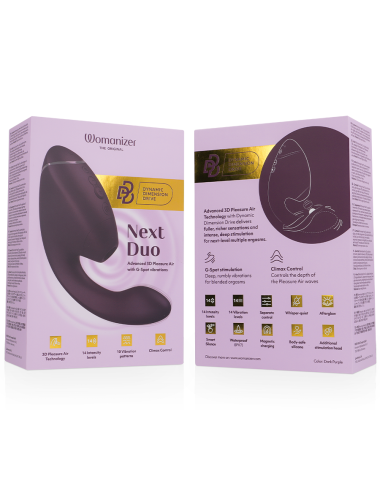 WOMANIZER - DUO NEXT DUAL CLITORAL & G-SPOT STIMULATOR DARK PURPLE
