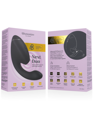 WOMANIZER - DUO NEXT DUAL CLITORAL & G-SPOT STIMULATOR BLACK