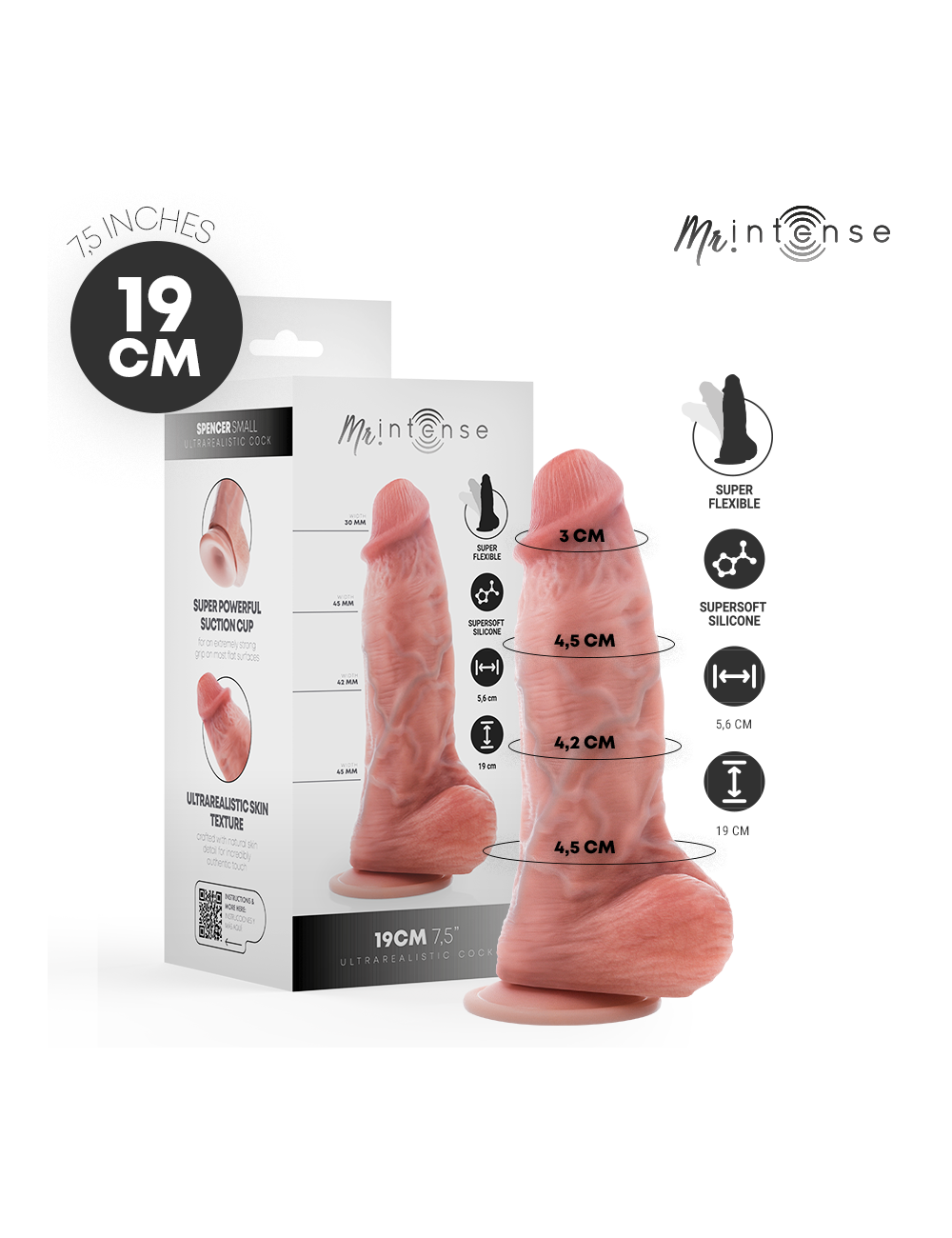 MR INTENSE - SMALL SPENCER SILICONE DILDO 19 CM -Ø- 4.5 CM