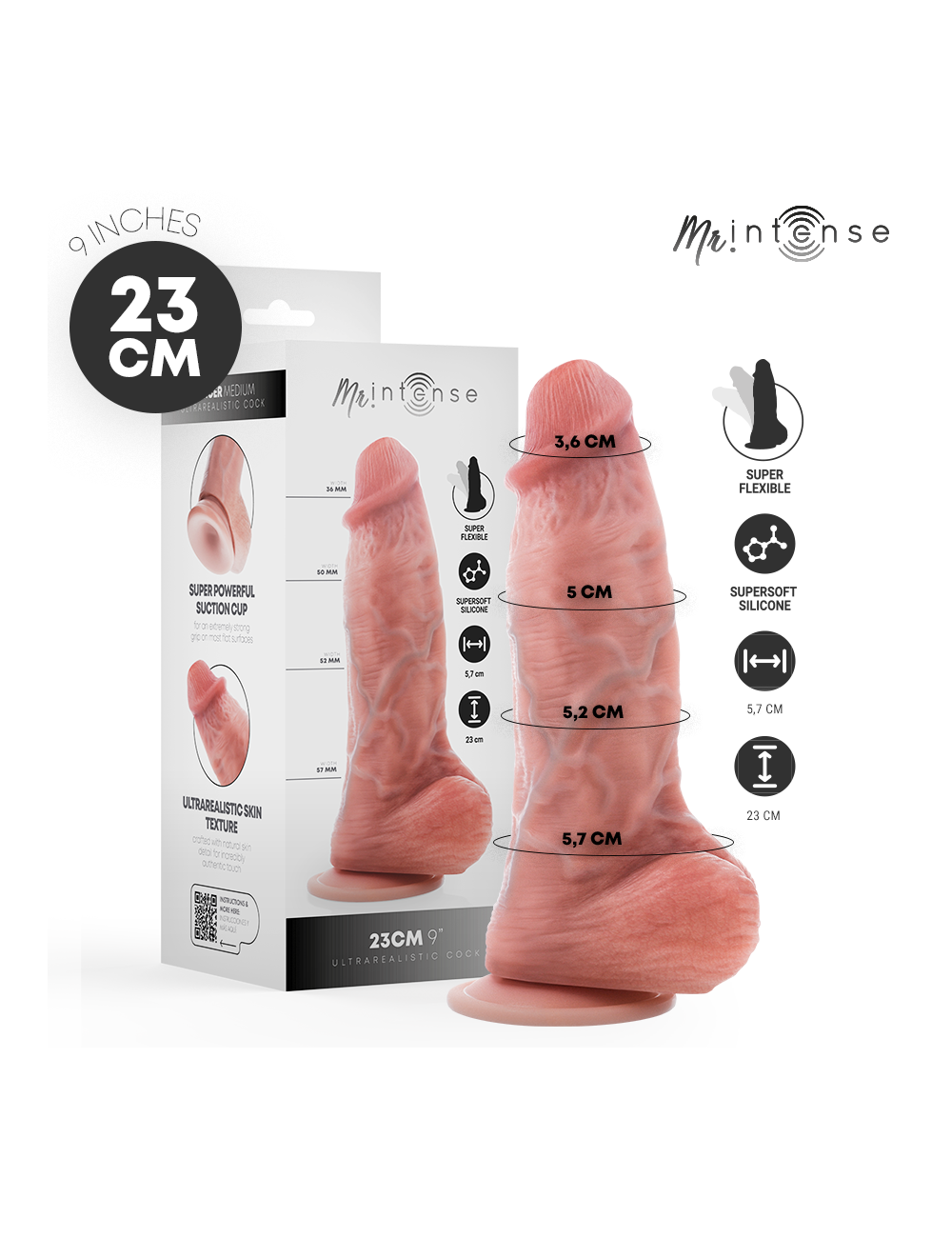 MR INTENSE - MEDIUM SPENCER SILICONE DILDO 23 CM -Ø- 5.7 CM