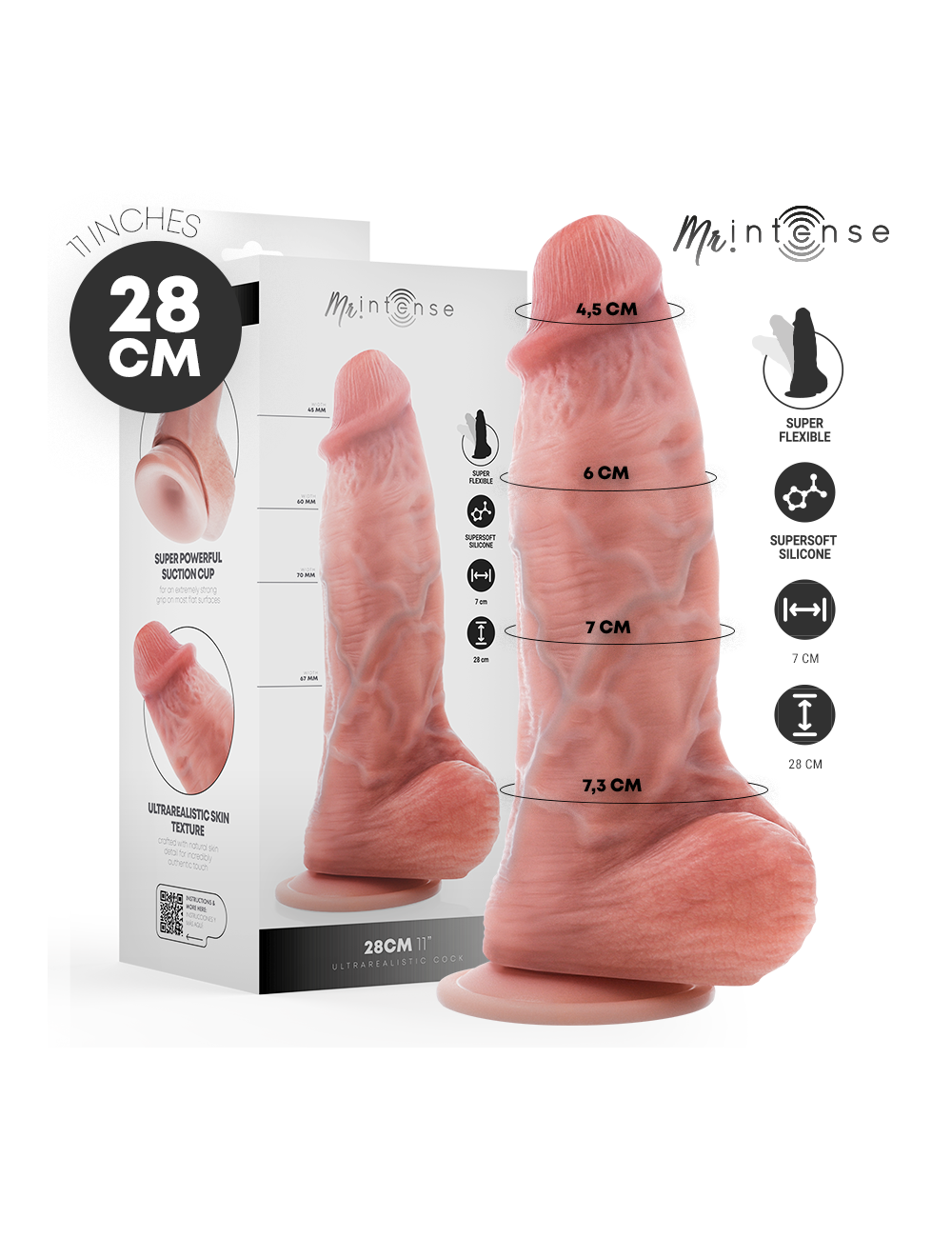 MR INTENSE - EXTRABIG SPENCER SILICONE DILDO 28 CM -Ø- 7.3 CM
