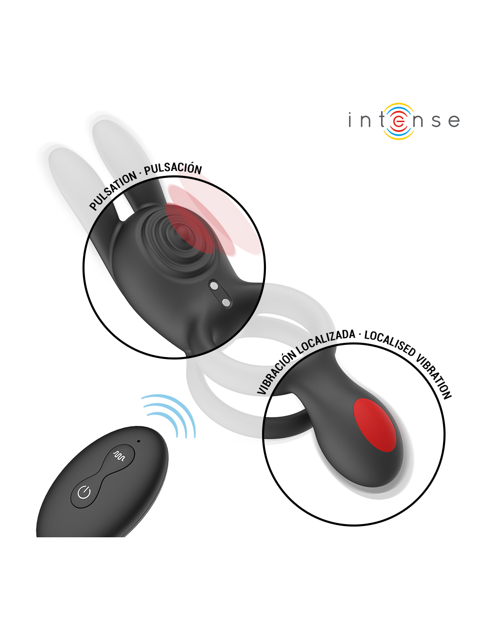 INTENSE - QUINN DOUBLE VIBRATION RING WITH REMOTE CONTROL