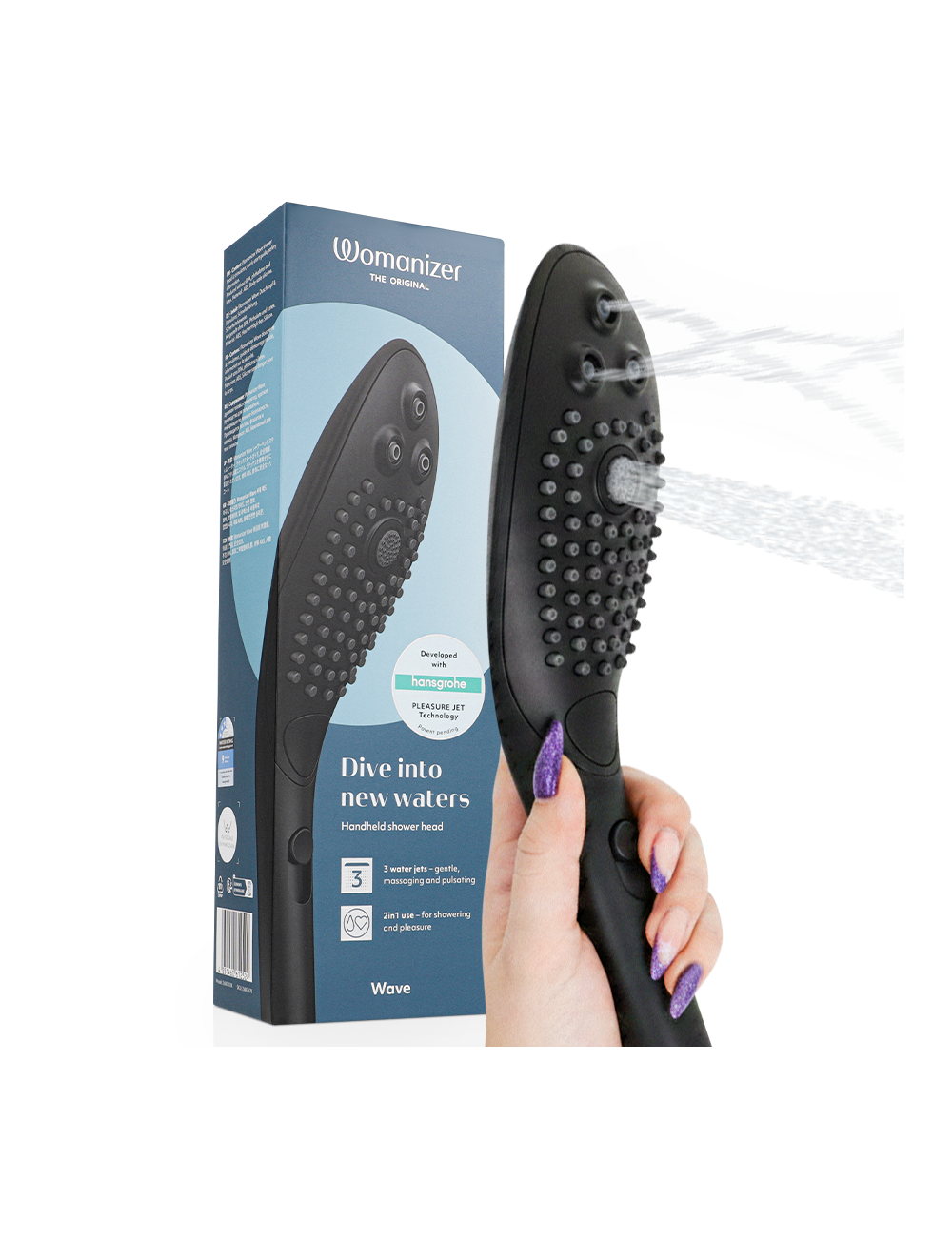 WOMANIZER - WAVE CLITORAL STIMULATING SHOWER HEAD BLACK