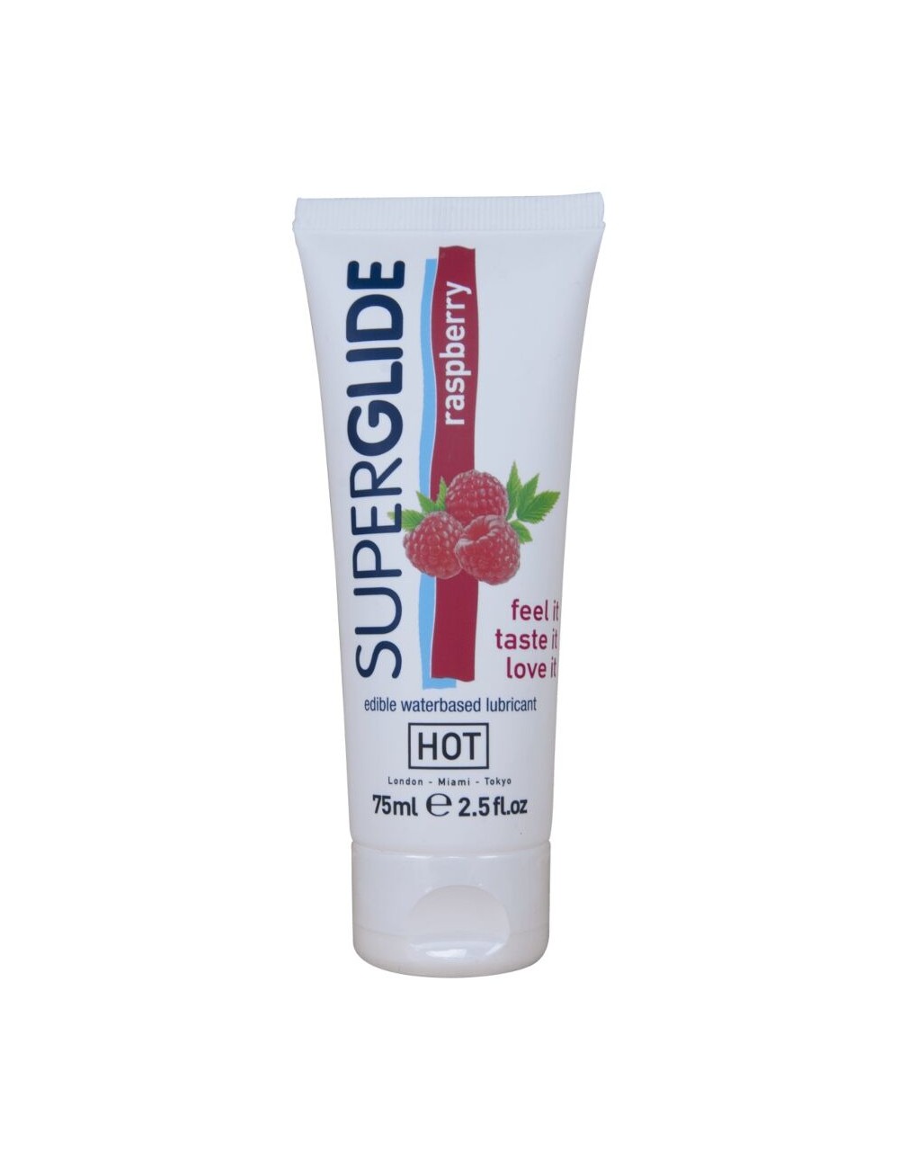 HOT - SUPERGLIDE EDIBLE LUBRICANT WATERBASED RASPBERRY 75 ML