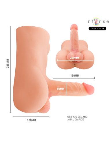 INTENSE DEEP TOUCH - DAMIEN TORSO WITH ANUS AND REALISTIC DILDO WITH PUSHING AND VIBRATION REMOTE CONTROL 3.5 KG