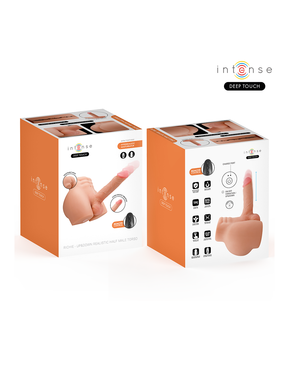 INTENSE DEEP TOUCH - RICHIE TORSO WITH ANUS AND REALISTIC DILDO WITH PUSHING AND VIBRATION REMOTE CONTROL 4.7 KG