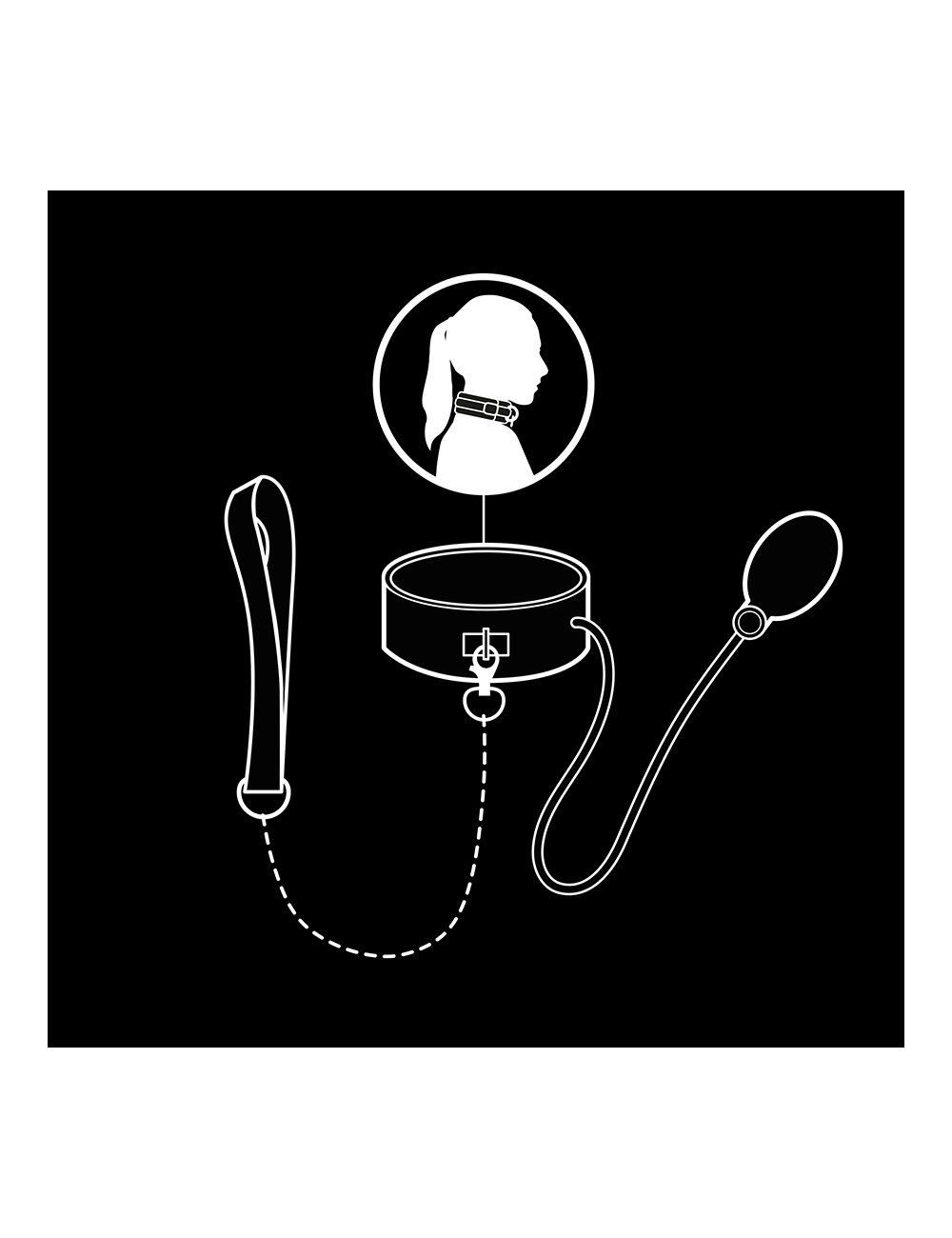 FETISH SUBMISSIVE BONDAGE - INFLATABLE STRANGLING COLLAR WITH CHAIN