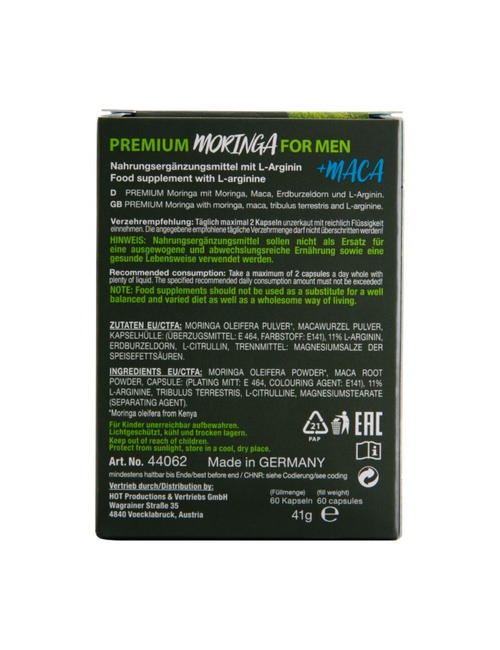 HOT - MORINGA MEN CAPS MAN 60 UNITS