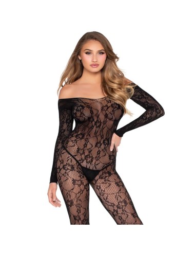 LEG AVENUE - 89366 LACE LINGERIE BODYSTOCKING BLACK - ONE SIZE
