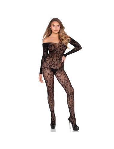 LEG AVENUE - 89366 LACE LINGERIE BODYSTOCKING BLACK - ONE SIZE