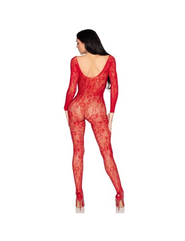 LEG AVENUE - 89366 LACE LINGERIE BODYSTOCKING RED - ONE SIZE