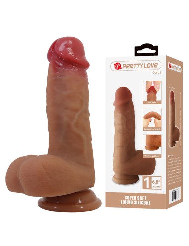 PRETTY LOVE - CURTIS REALISTIC DILDO WITH SUCTION CUP 17.3 CM -Ø- 4.2 CM