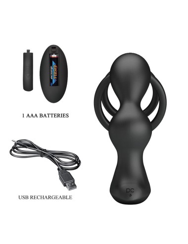 MR PLAY - VIBRATING ANAL PLUG WITH PENIS RING REMOTE CONTROL