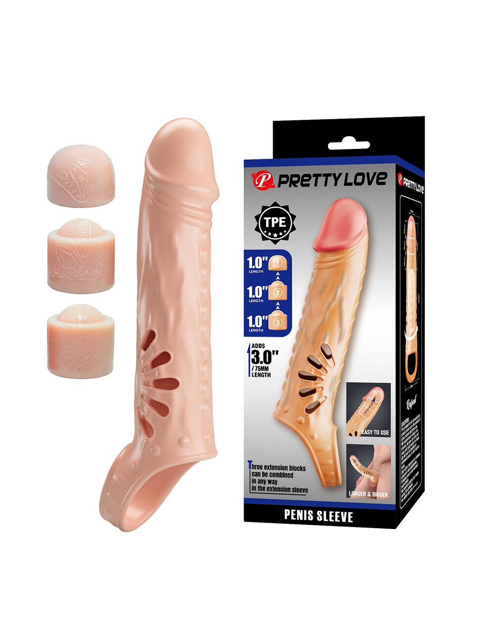 PRETTY LOVE - PENIS SLEEVE WITH EXTENDERS