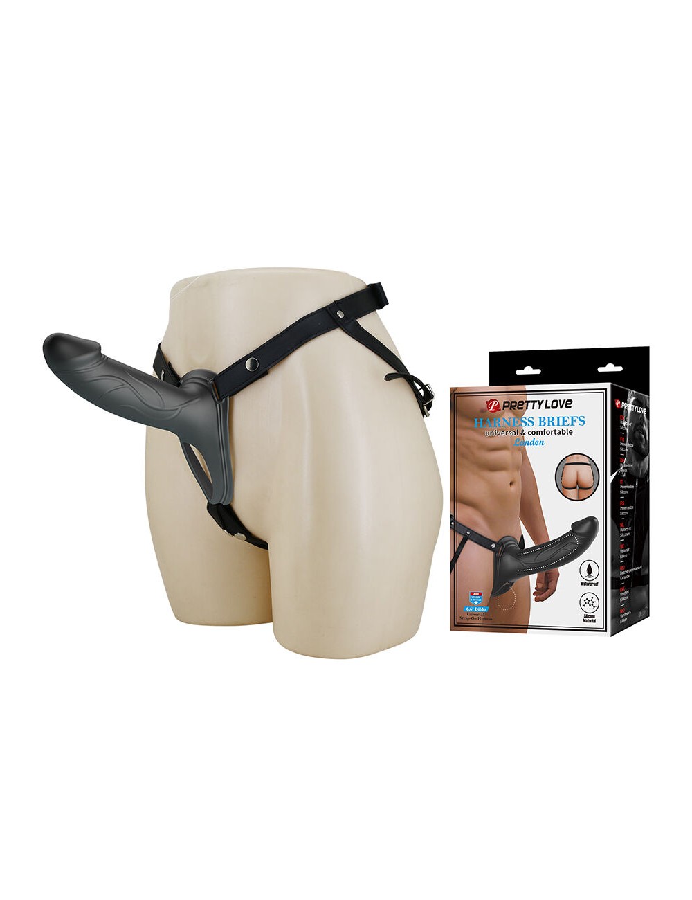 PRETTY LOVE - LANDON BLACK VIBRATING STRAP-ON