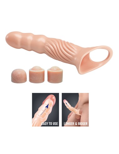 PRETTY LOVE - TEXTURED PENIS SHEATH WITH EXTENDERS