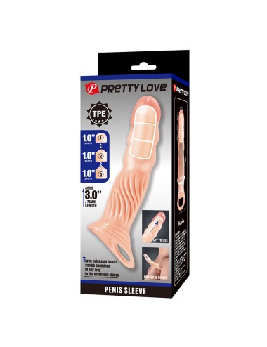 PRETTY LOVE - TEXTURED PENIS SHEATH WITH EXTENDERS