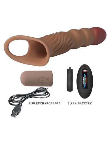 PRETTY LOVE - TEXTURED PENIS SLEEVE WITH VIBRATION AND REMOTE CONTROL