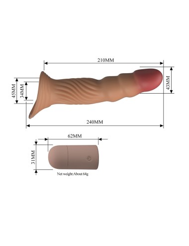 PRETTY LOVE - TEXTURED PENIS SLEEVE WITH VIBRATION AND REMOTE CONTROL