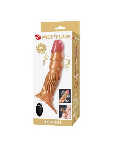 PRETTY LOVE - TEXTURED PENIS SLEEVE WITH VIBRATION AND REMOTE CONTROL