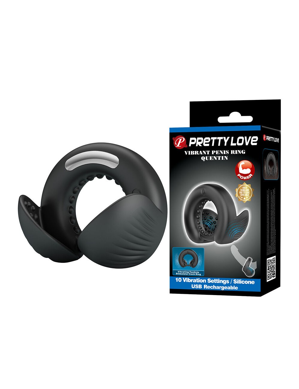 PRETTY LOVE - QUENTIN PENIS RING WITH TESTICULAR STIMULATOR
