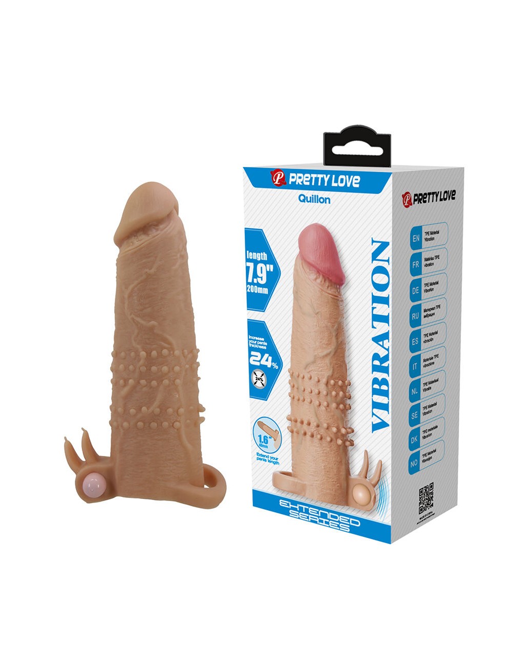 PRETTY LOVE - QUILLON PENIS SLEEVE WITH CLITORAL STIMULATOR AND VIBRATION