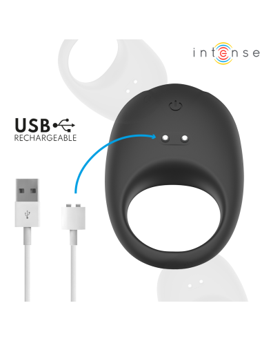 INTENSE - MERLOTTE VIBRATING PENIS RING WITH CLITORIS STIMULATION BLACK