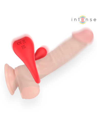 INTENSE - RUSSELL VIBRATING PENIS RING WITH CLITORIS STIMULATION RED