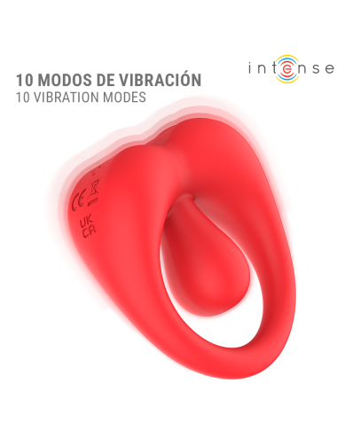 INTENSE - RUSSELL VIBRATING PENIS RING WITH CLITORIS STIMULATION RED