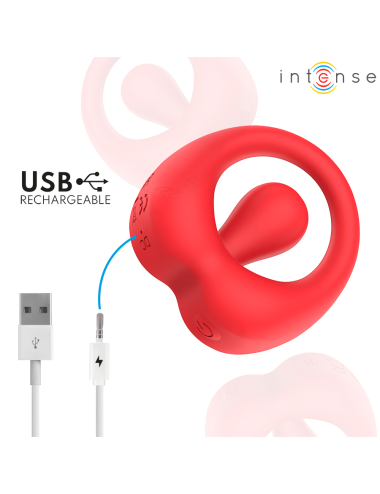 INTENSE - RUSSELL VIBRATING PENIS RING WITH CLITORIS STIMULATION RED