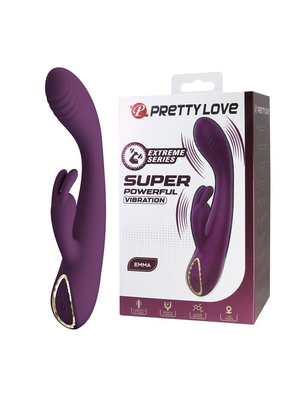 PRETTY LOVE - EMMA RABBIT PURPLE VIBRATOR WITH STIMULATOR