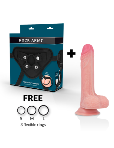 ROCKARMY - HARNESS + LIQUID SILICONE PREMIUM MUSTANG REALISTIC 18 CM -O- 4.14 CM
