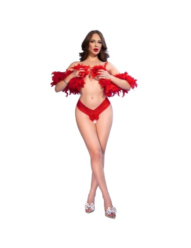 CHILIROSE - CR 4885 RED OPEN-CROTCH THONGS XL