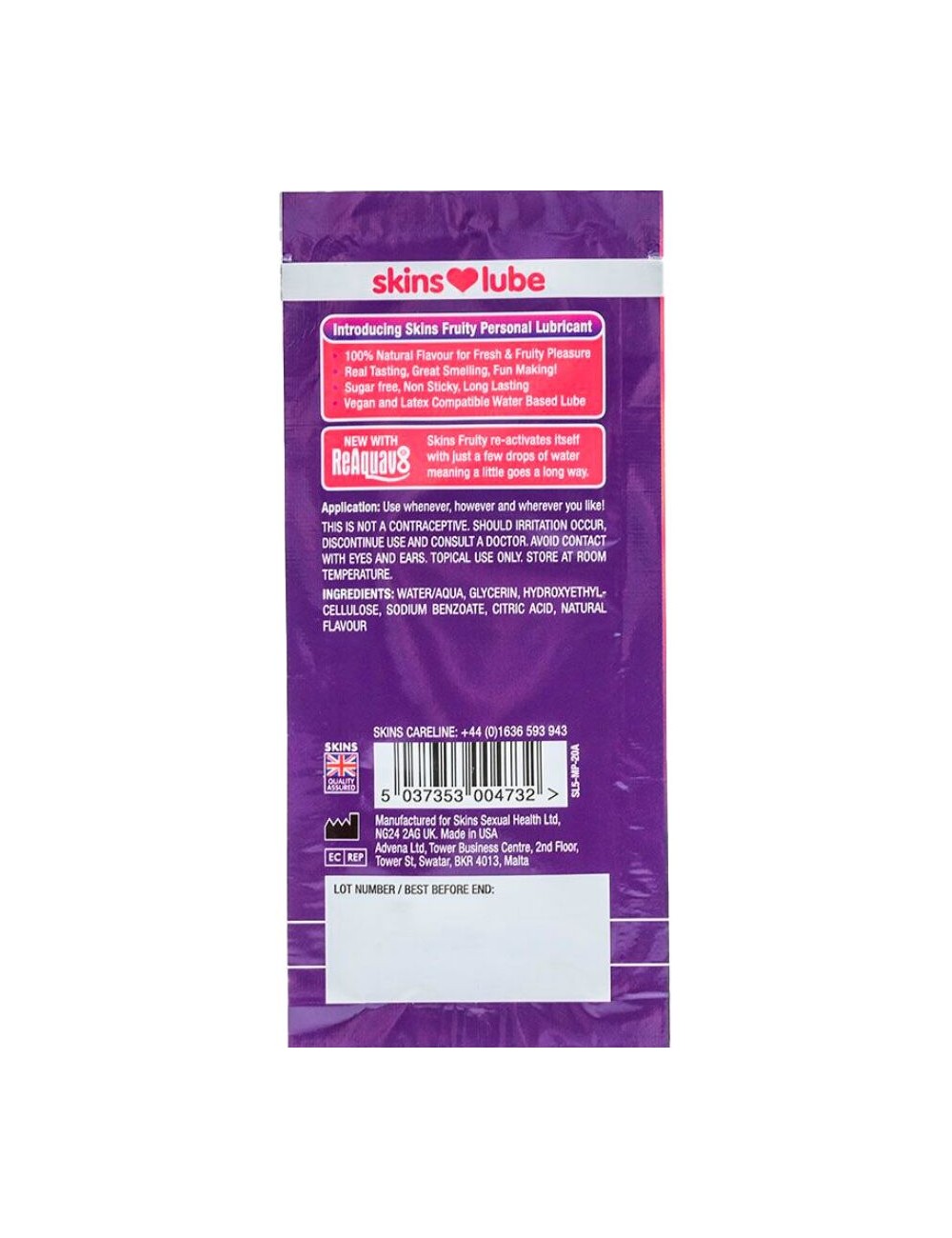 SKINS - FRUITY WATER-BASED LUBRICANT MANGO & PASSION FRUIT SINGLE-DOSE 5 ML