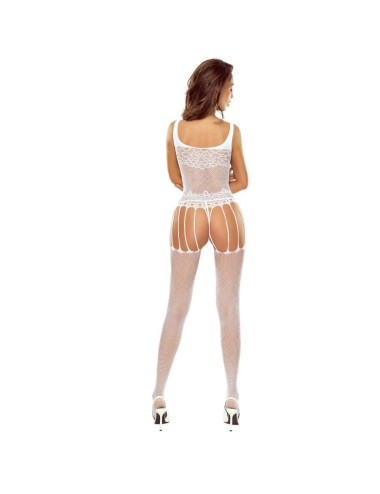 PASSION - BS119 WHITE FLORAL BODYSTOCKING