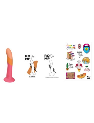 ROMP - DIZI SILICONE DILDO WITH SUCTION CUP TRICOLOR 18 CM