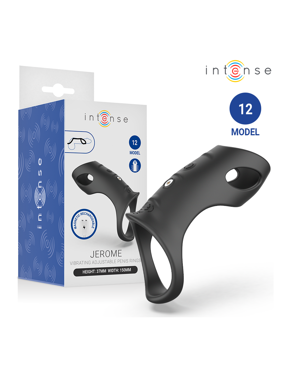 INTENSE - JEROME ADJUSTABLE VIBRATING PENIS RING MODEL 12