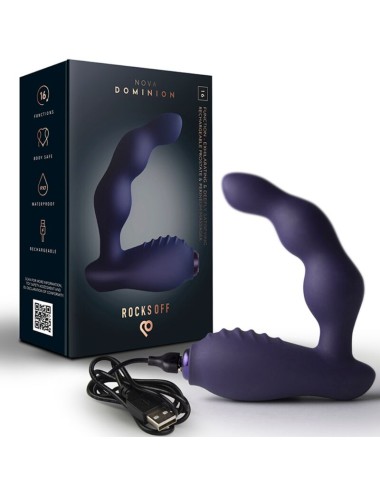 ROCKS-OFF - NOVA DOMINION RECHARGEABLE PROSTATE & PERINEUM MASSAGER 16 FUNCTION BLUE