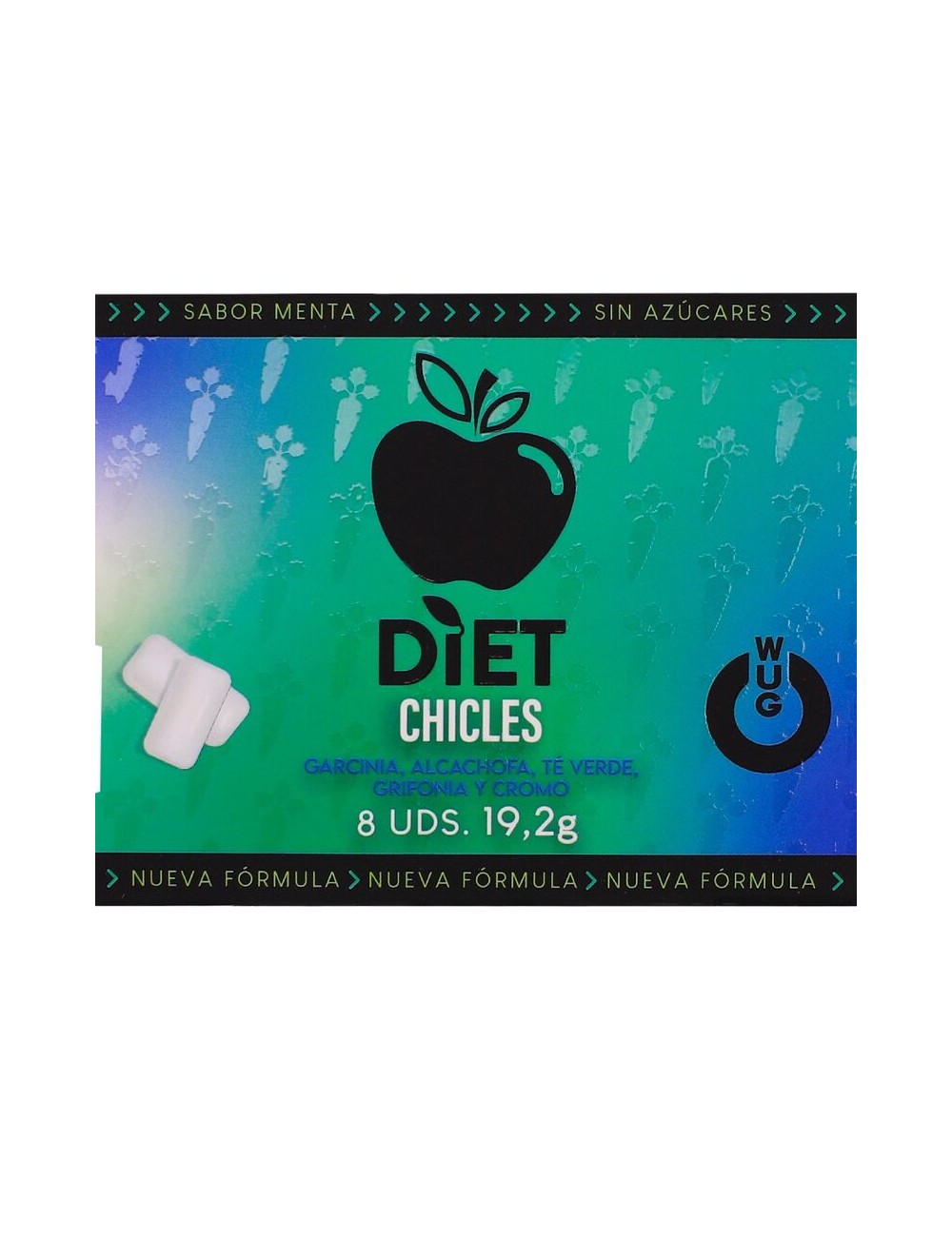 WUG DIET - SUGAR-FREE FUNCTIONAL MINT GUM BLISTER 8 PCS