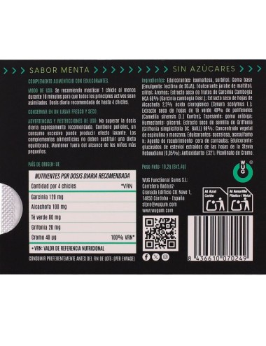 WUG DIET - SUGAR-FREE FUNCTIONAL MINT GUM BLISTER 8 PCS