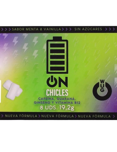 WUG ON - FUNCTIONAL CAFFEINE & GUARANA GUM MINT & VANILLA FLAVOUR BLISTER 8 PCS