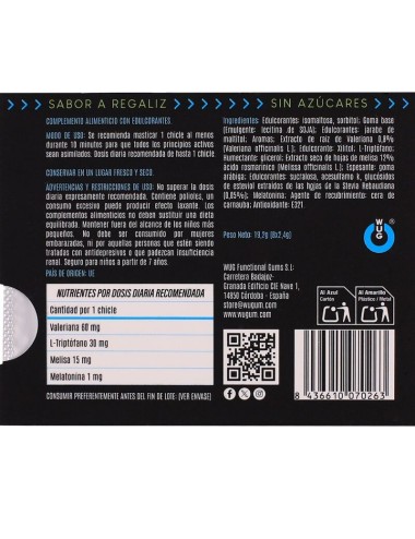 WUG OFF - FUNCTIONAL MELATONIN & VALERIAN LIQUORICE FLAVOUR GUM BLISTER 8 PCS