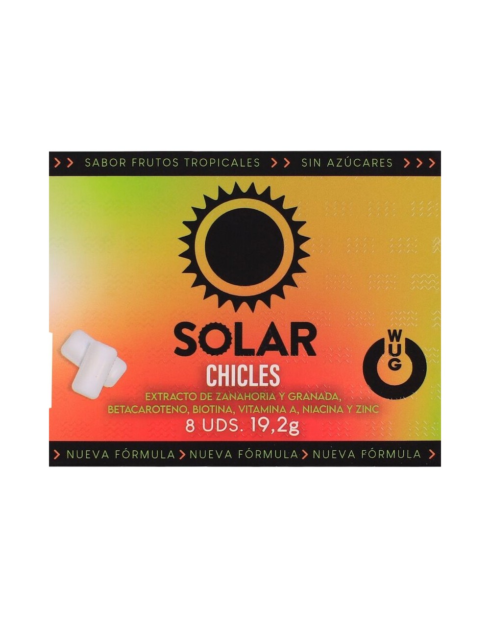 WUG SOLAR - FUNCTIONAL VITAMIN & ZINC TROPICAL FRUITS FLAVOUR GUM BLISTER 8 PCS