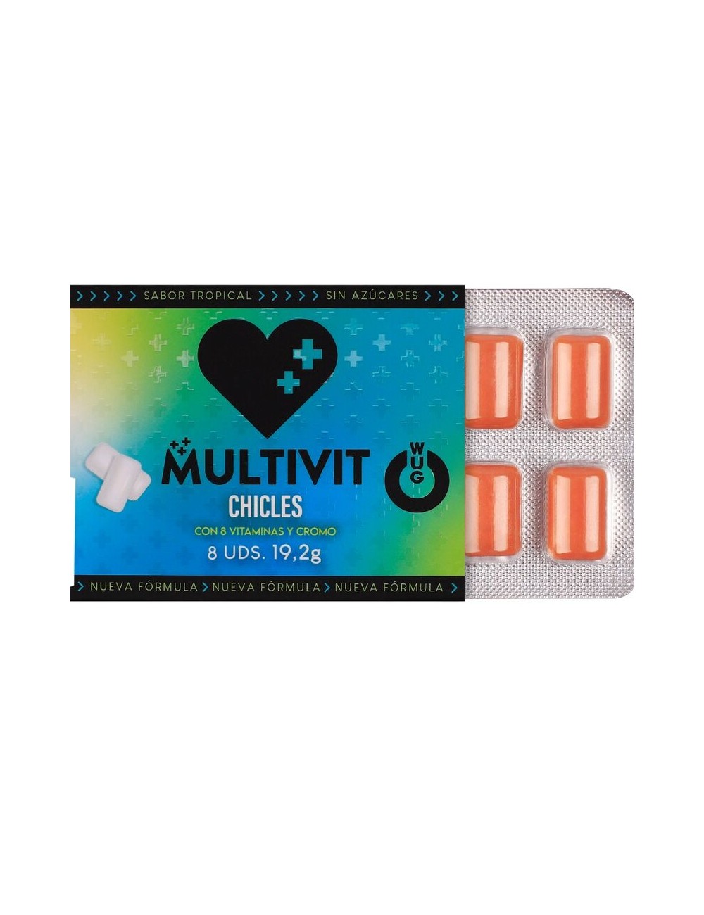 WUG MULTIVIT - FUNCTIONAL MULTIVITAMIN TROPICAL FLAVOUR GUM BLISTER 8 PCS