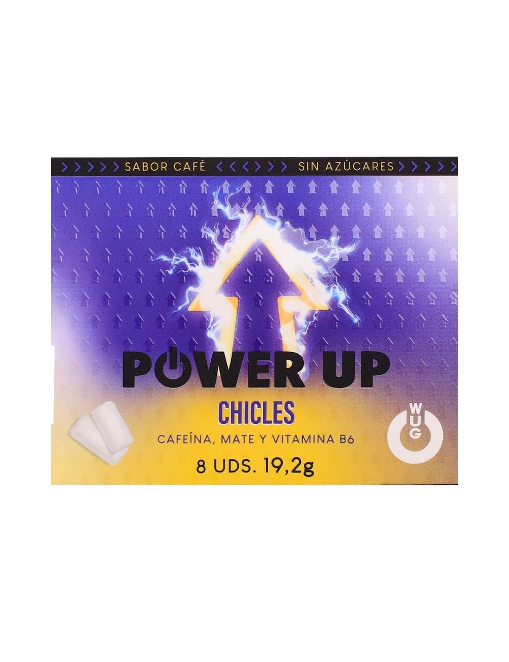 WUG POWER UP – FUNCTIONAL CAFFEINE & MATE COFFEE FLAVOUR GUM BLISTER 8 PCS