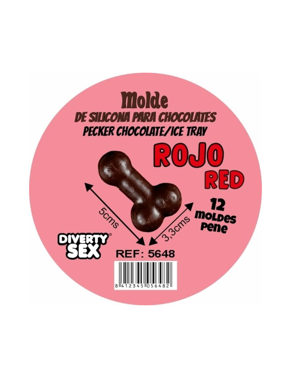 DIABLO PICANTE - CHOCOLATE MOLD WITH 12 SILICONE PENISES FOR HANGING RED