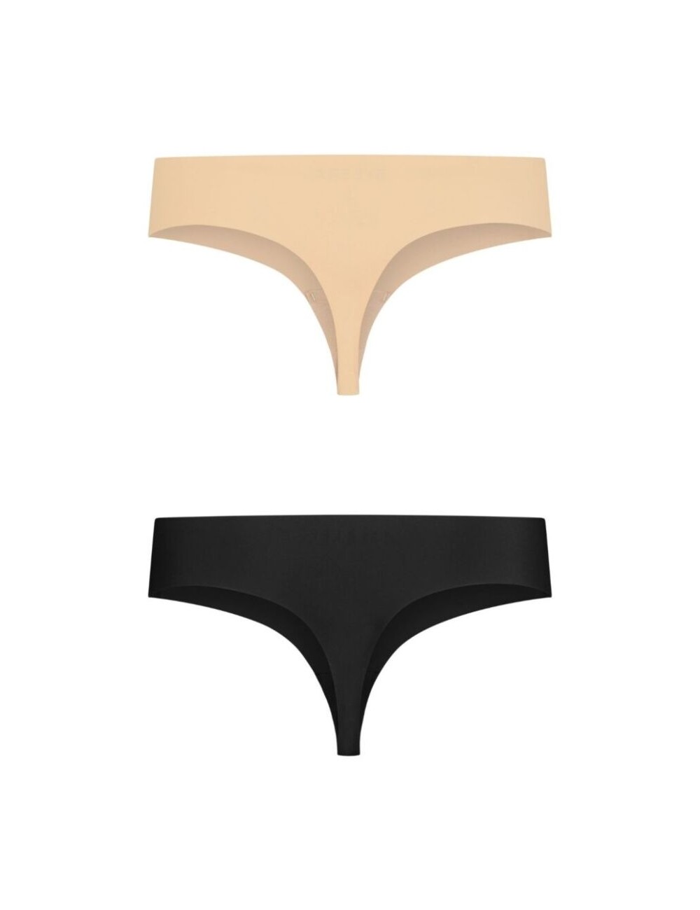 BYE-BRA - INVISIBLE THONG 2 PACK BEIGE & BLACK SIZE L