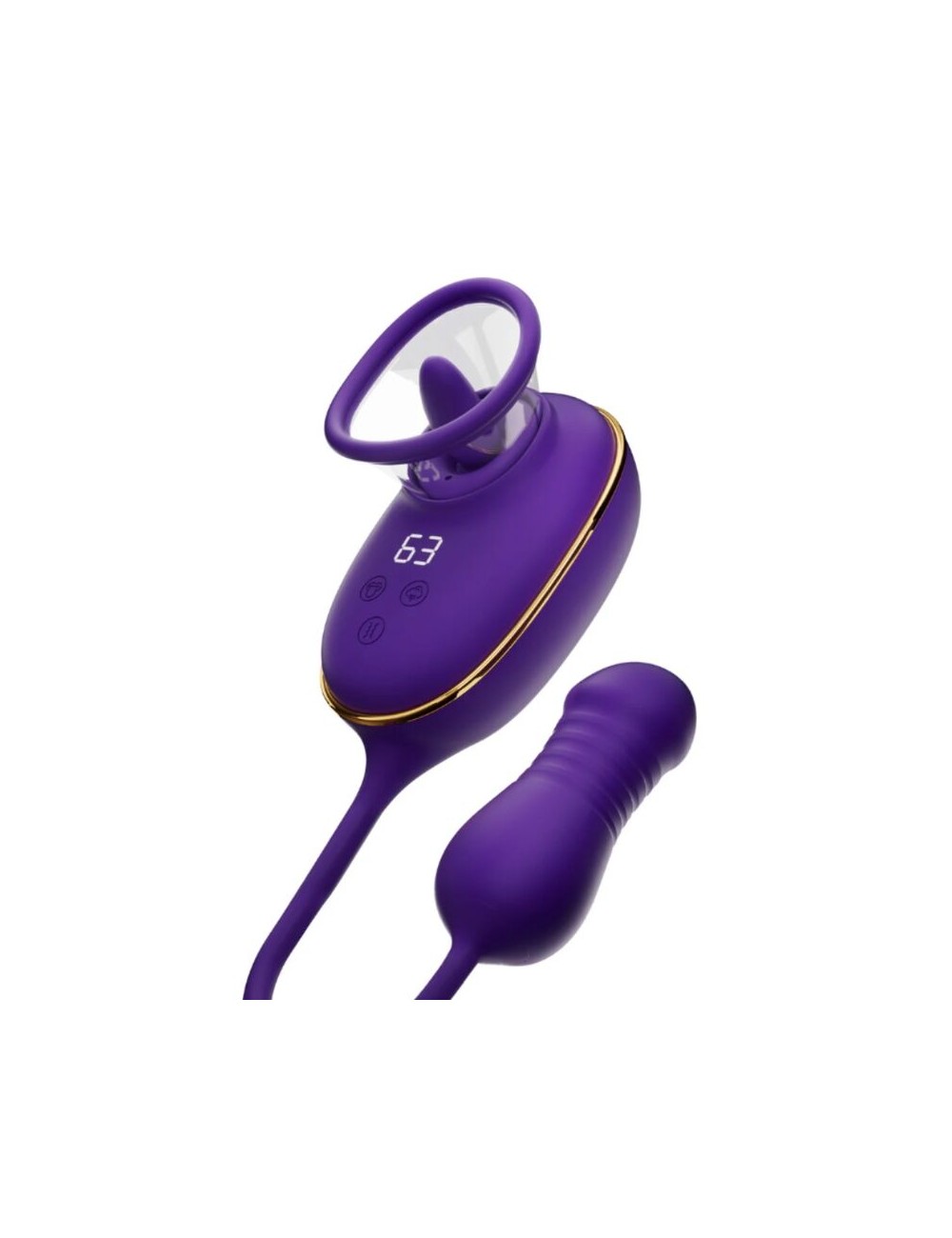 SHE.E.O - CLITORAL SUCTION TOOL WITH LICKING EFFECT AND PURPLE ANAL STIMULATOR